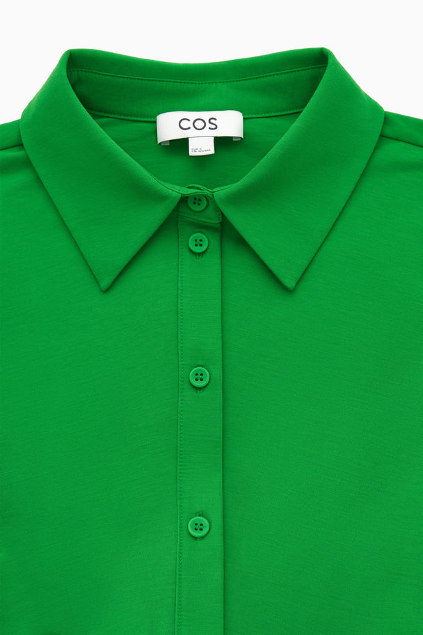 COS Rynkad Midiskjortklänning Klargrön