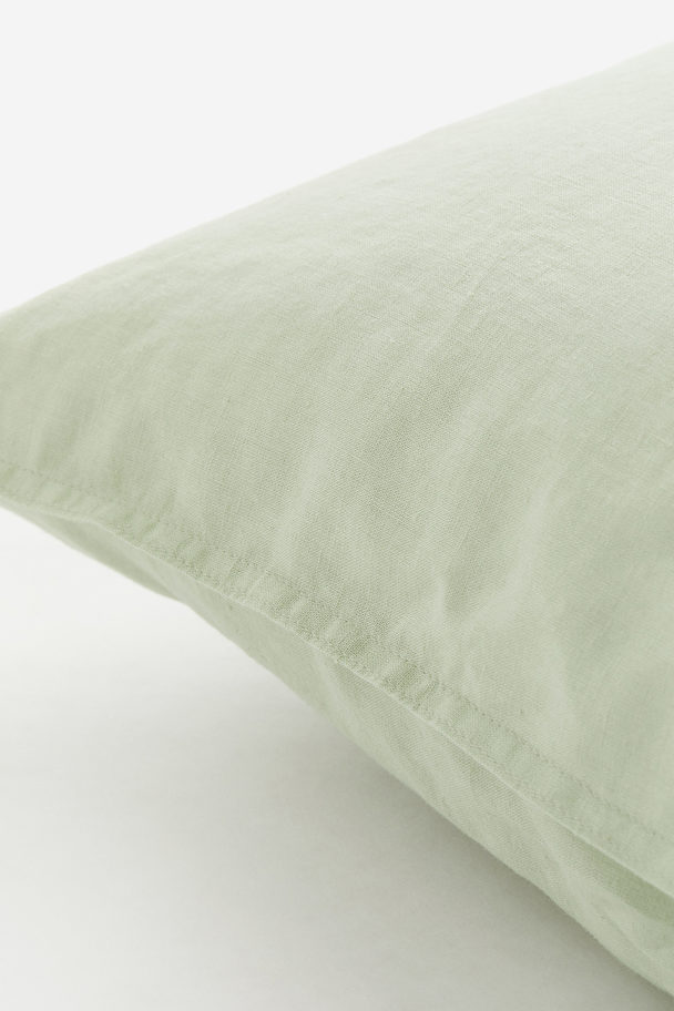 H&M HOME Washed Linen-blend Pillowcase Mint Green