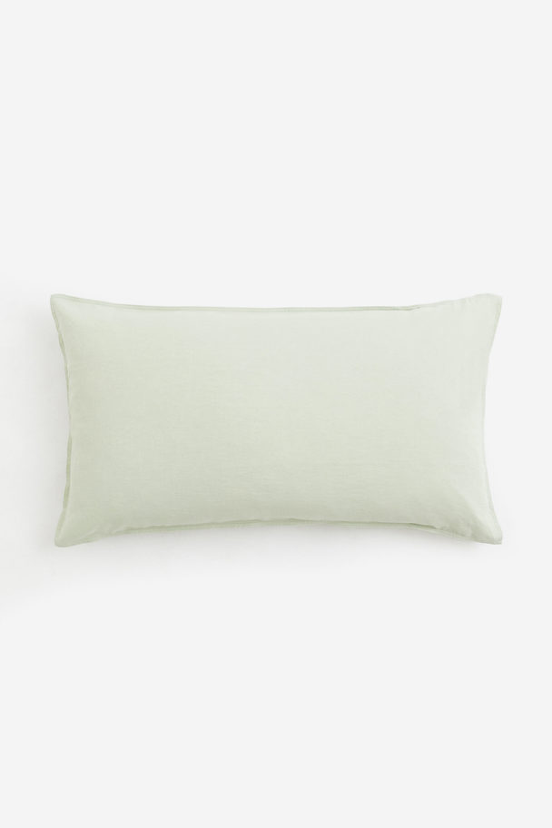 H&M HOME Washed Linen-blend Pillowcase Mint Green