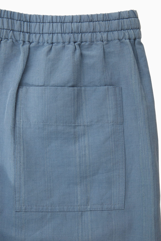 COS Straight-leg Textured Linen Trousers Light Blue