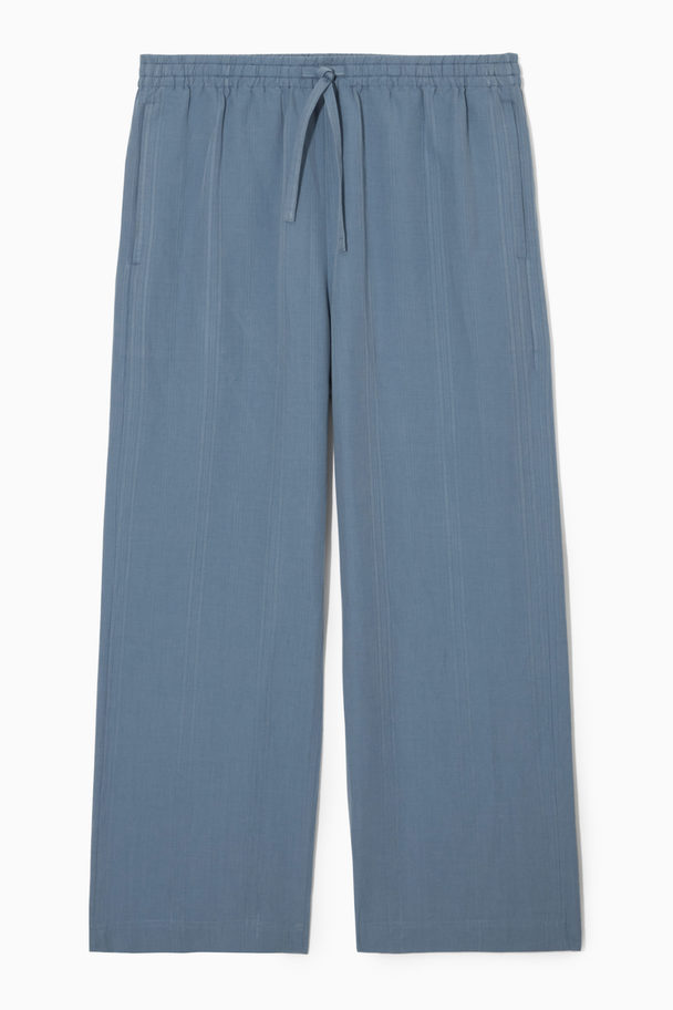 COS Straight-leg Textured Linen Trousers Light Blue
