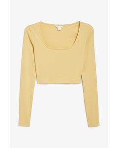 Cropped Ribbed Top Yellow