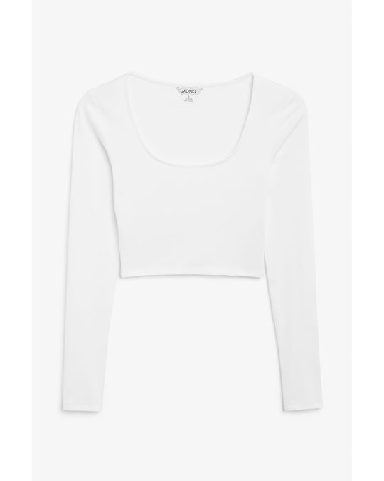 Monki Cropped Ribbed Top White Light