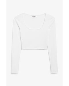 Cropped Ribbed Top White Light