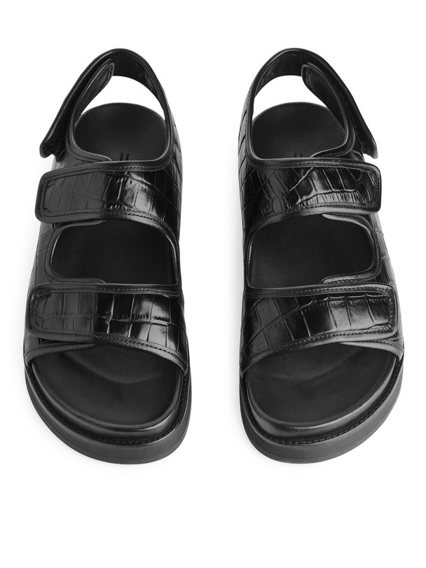 Arket Chunky Leather Sandals Black