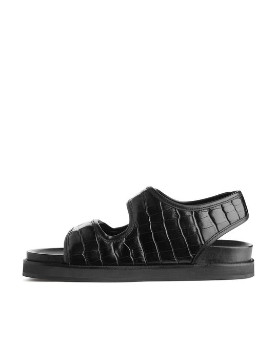 Arket Chunky Leather Sandals Black