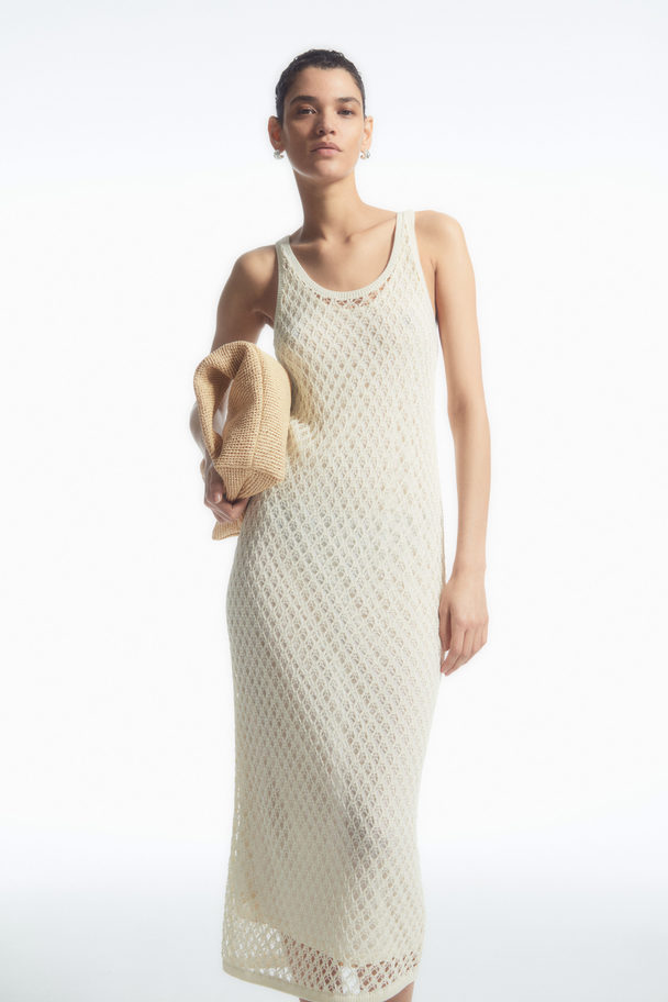 COS Sleeveless Open-knit Midi Dress Cream