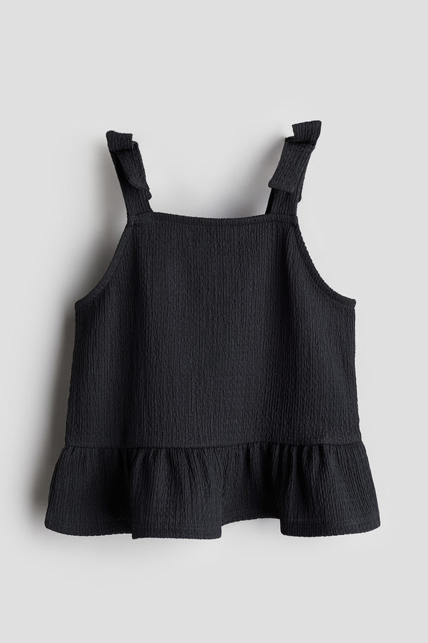 H&M Bow-detail Peplum Top Dark Grey