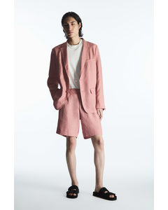 Elasticated Linen Shorts Light Pink