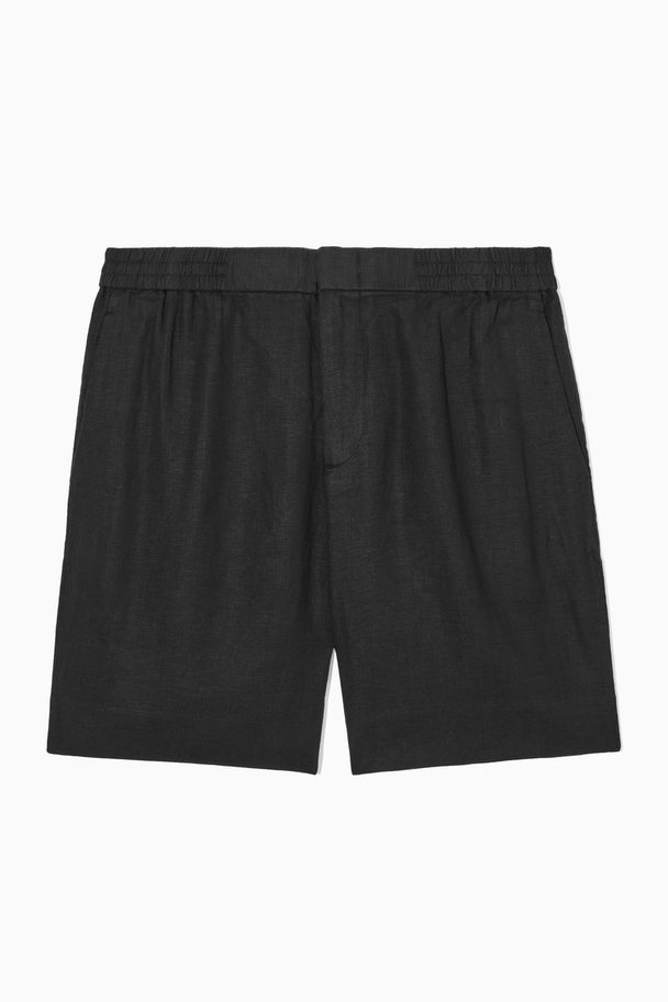 COS Elasticated Linen Shorts Black