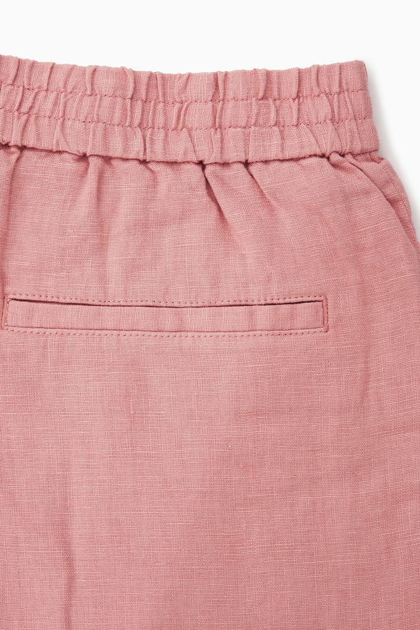 COS Elasticated Linen Shorts Light Pink