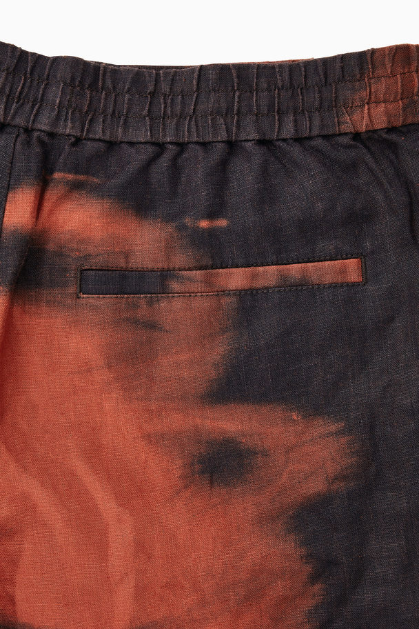 COS Elasticated Linen Shorts Navy / Rust / Printed