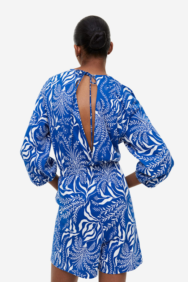 H&M Patterned Playsuit Bright Blue/patterned