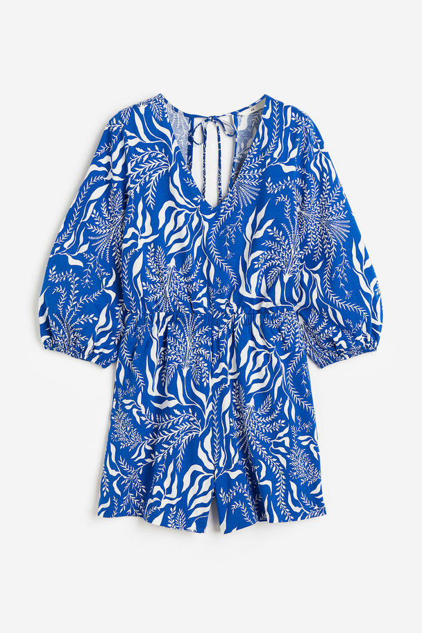 H&M Patterned Playsuit Bright Blue/patterned