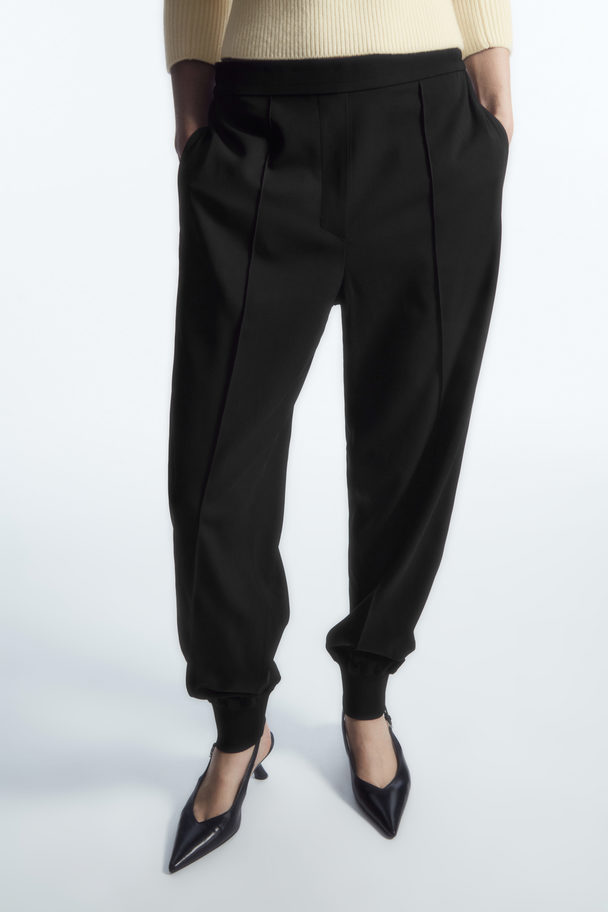 COS Pintucked Elasticated Tailored Joggers Black