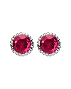 Ear Studs Royalty Red Stone 925 Sterling Silver, Blackened