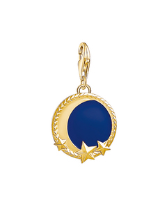 Charm Pendant Moon & Stars 925 Sterling Silver; 18k Yellow Gold Plating