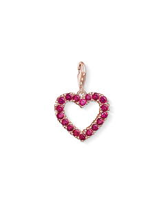 Charm Pendant Red Heart 925 Sterling Silver; 18k Rose Gold Plating
