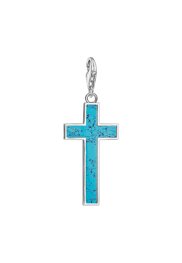 Thomas Sabo Charm Pendant Turquoise Cross 925 Sterling Silver