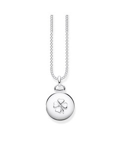 Necklace Locket Cloverleaf Round 925 Sterling Silver, Diamond