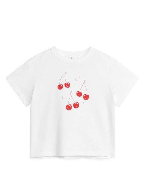ARKET T-shirt Med Bred Pasform Hvid/kirsebær
