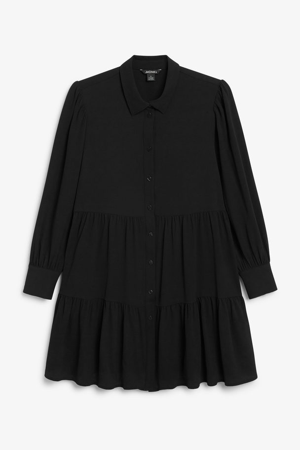 Monki Flounce Shirt Dress Black