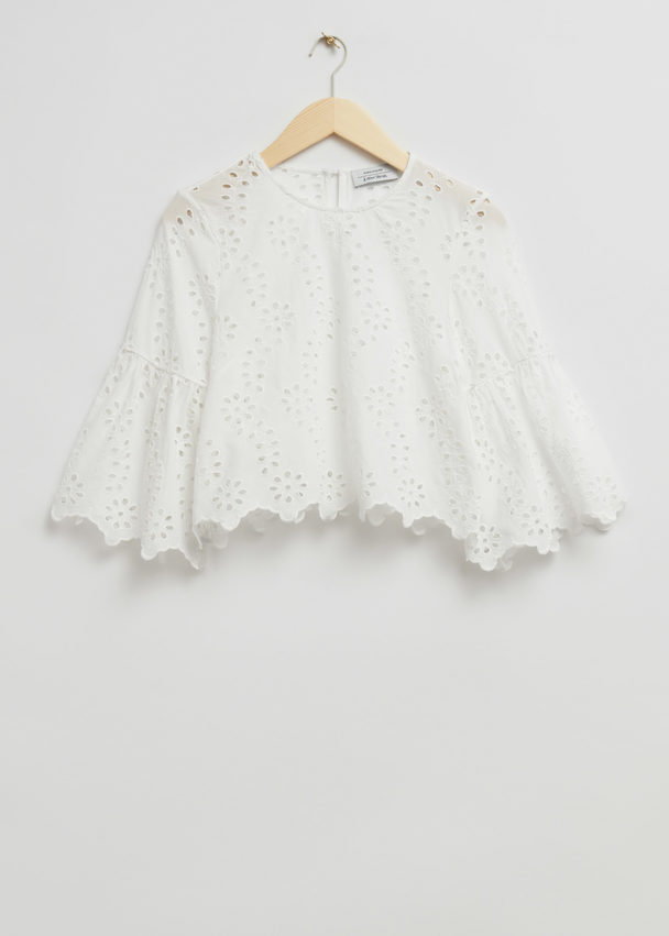 & Other Stories Broderie Anglaise Flared Blouse White