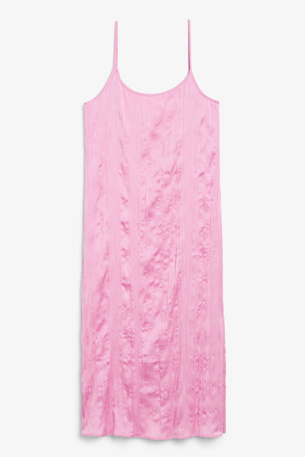 Monki Pink Crinkled Satin Sleeveless Dress Bubblegum Pink