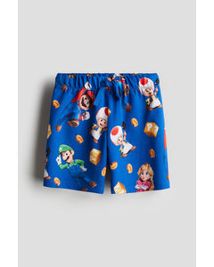Printed Pull-on Shorts Bright Blue/super Mario
