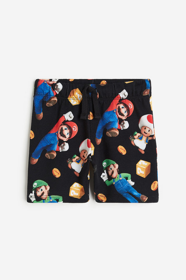 H&M Pull On-shorts Med Tryk Sort/super Mario
