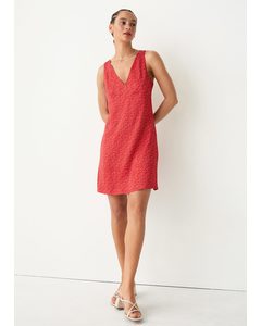 Printed Satin Mini Dress Red Print