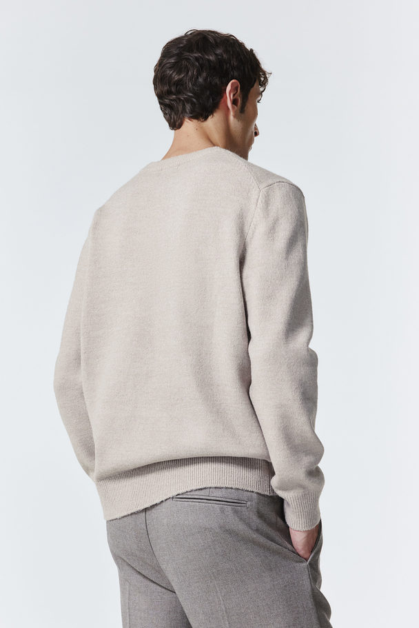 H&M Regular Fit Fine-knit Jumper Beige Marl