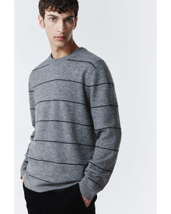 Regular Fit Fine-knit Jumper Grey Marl/striped