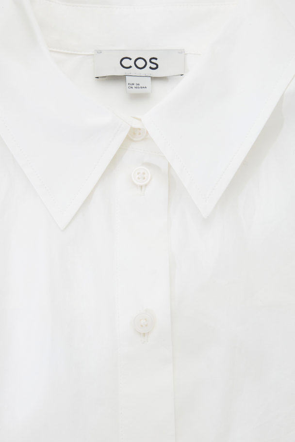 COS Gathered-sleeve Mini Shirt Dress White