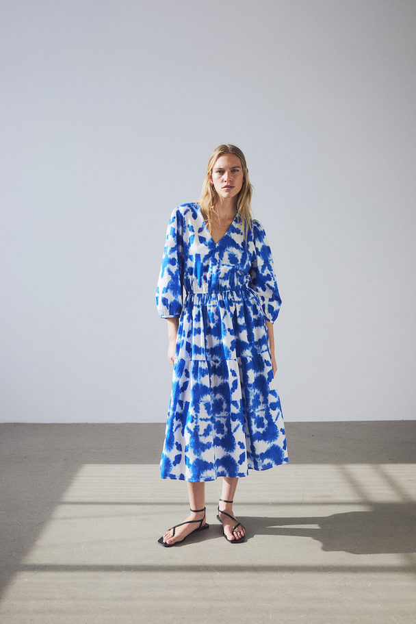 H&M Drawstring-waist Dress Blue/tie-dye