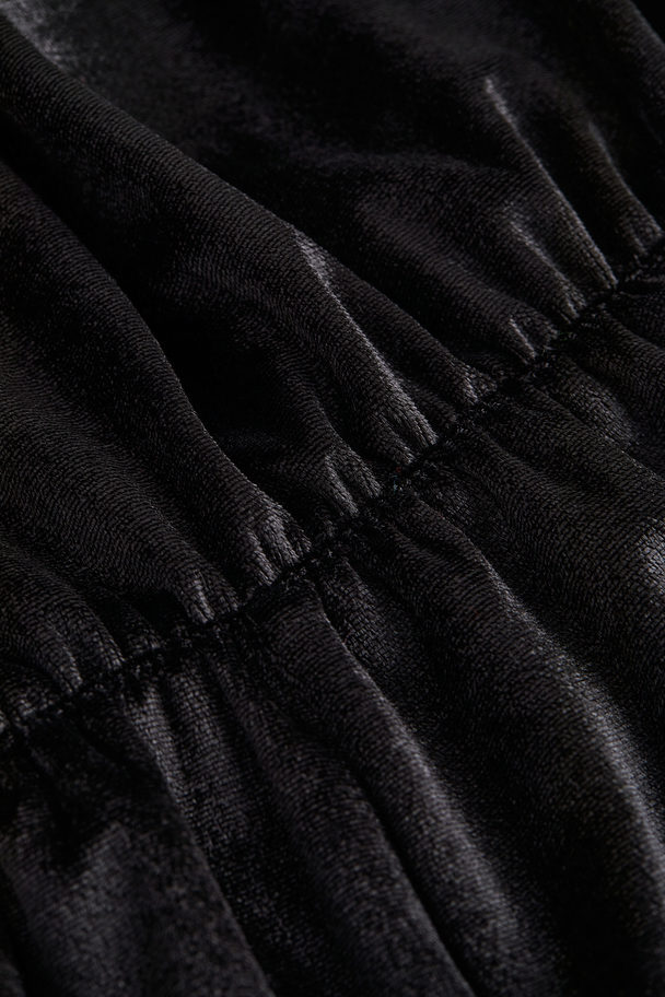H&M Off-the-shoulder Velour Playsuit Black