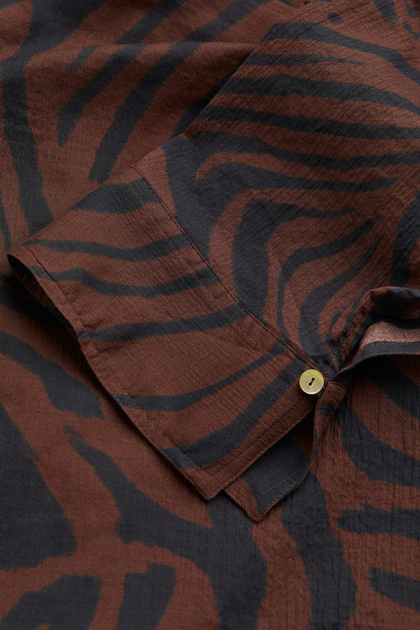 H&M Kort Skjortklänning Brun/mönstrad
