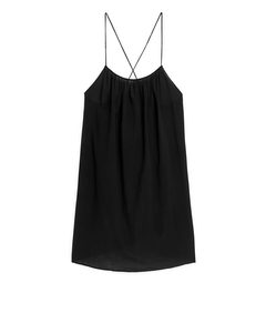 Crinkled Strap Dress Black