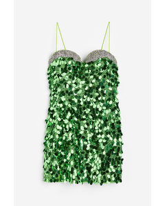Mini-jurk Met Pailletten Groen