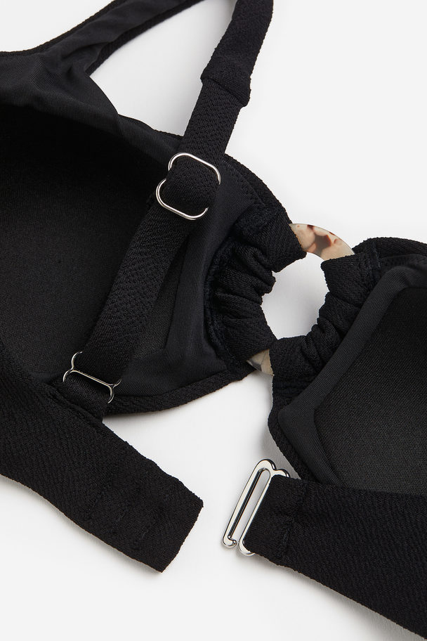H&M Padded One-shoulder Bikini Top Black
