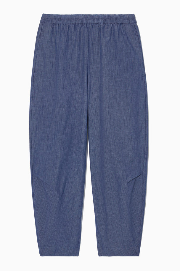COS Relaxed-fit Elasticated Canvas Trousers Light Blue