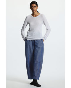 Relaxed-fit Elasticated Canvas Trousers Light Blue