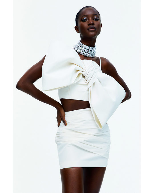 H&M Draped Mini Skirt White