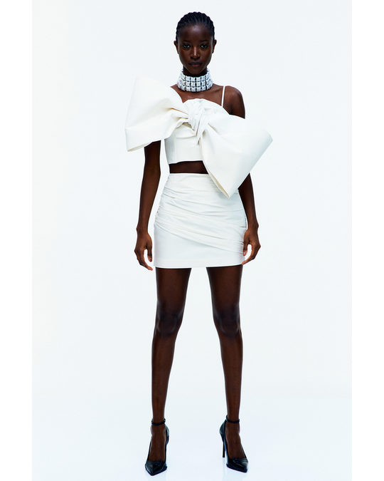 H&M Draped Mini Skirt White