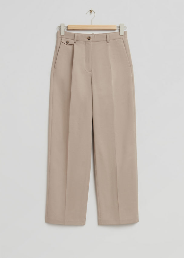 & Other Stories Low Waist Dropped Crotch Trousers Dusty Beige