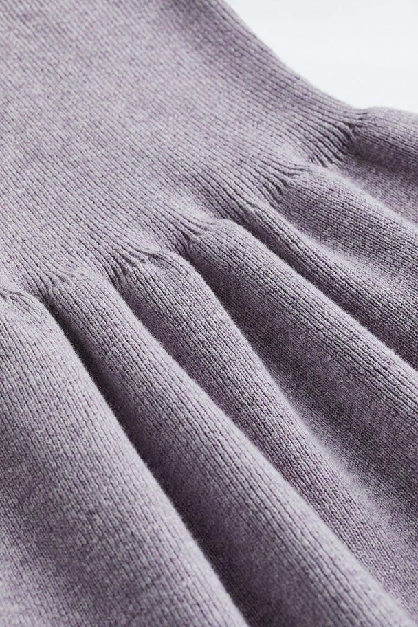 H&M Fine-knit Cotton Dress Mauve