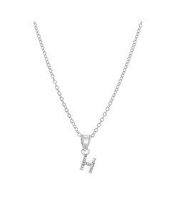 Kinder-Halskette, 925 Silber, Initialen mit weißem Kristall - Buchstabe H