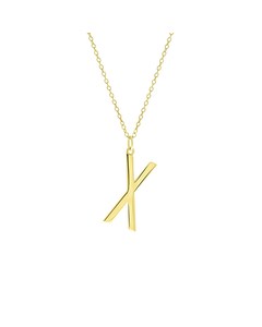 Zilveren Ketting&hanger Goldplated Alfabet - X