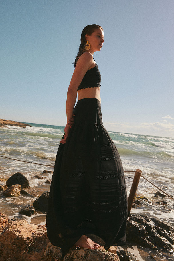 H&M A-line Maxi Skirt Black