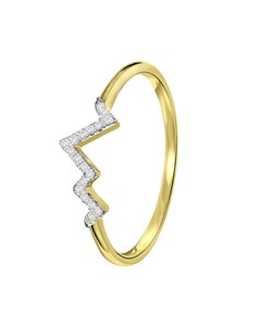 585 Gelbgold-Ring Herzschlag mit Diamanten